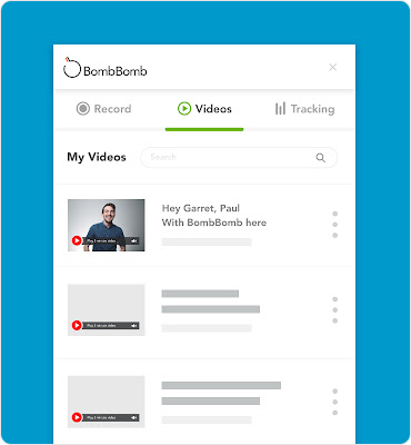 BombBomb interface, emphasizing the 'Videos' section for easy navigation and video tracking.